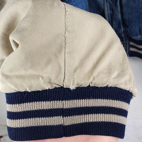 Basic Editions Men's Vtg 90s XL Denim Distressed Colorblock Bomber Jacket - Picture 16 of 16